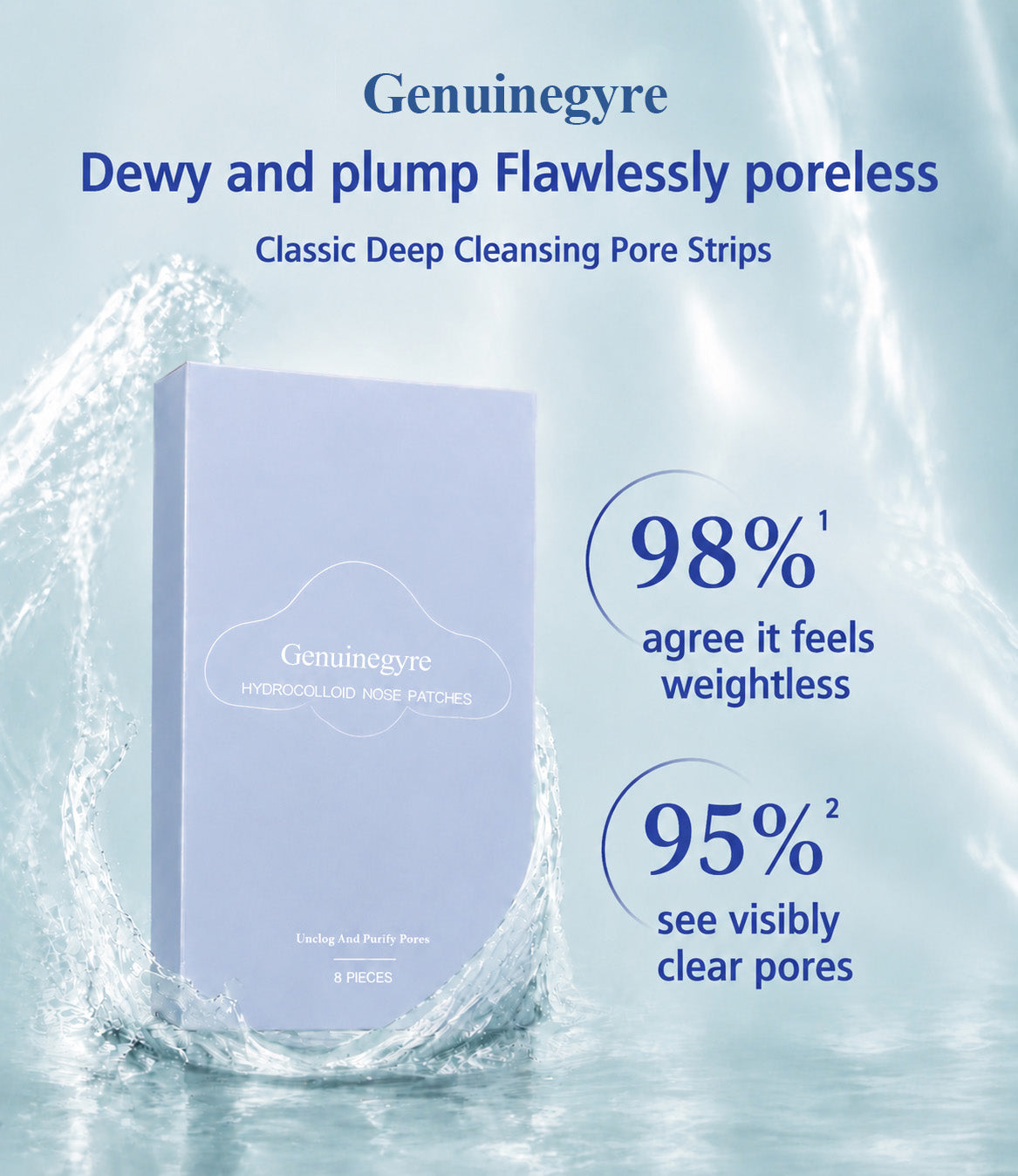 Genuinegyre® 💧Deep Cleansing Blackhead Strips -🫧 Triple-Enzyme Tech Oil-Free Instantly Unclogs Pores (Unisex)